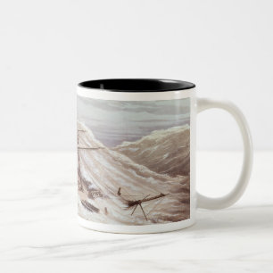 Caneca De Café Em Dois Tons A fragata do vapor de Mississippi em um tufão