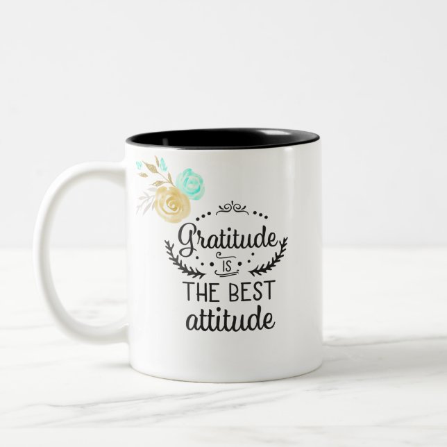 Caneca De Café Em Dois Tons A gratidão é a melhor atitude (Esquerda)