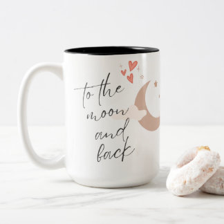 Caneca De Café Em Dois Tons À Lua e Corações e Lua Bonitos Traseiros