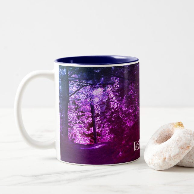 Caneca De Café Em Dois Tons A Luz No Caminho Personalizado (Com Donut)