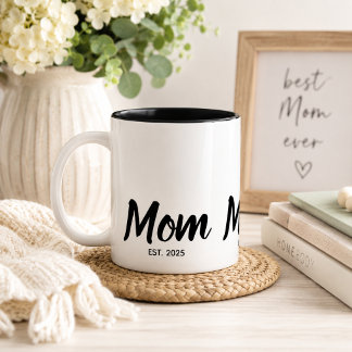 Caneca De Café Em Dois Tons A Mãe Estabeleceu o Roteiro Personalizado Ano