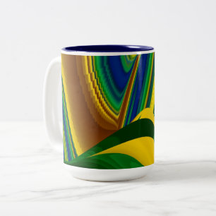 Caneca De Café Em Dois Tons A Mágica do Verão, Abstrato 3D Art