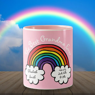 Caneca De Café Em Dois Tons A Melhor Avó Vovó do Mundo Arco-Íris Rosa
