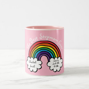 Caneca De Café Em Dois Tons A Melhor Madrasta, Madrasta Ever Arco-íris Rosa