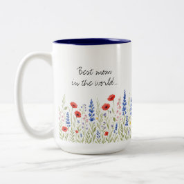 Caneca De Café Em Dois Tons A melhor mãe do mundo com flor selvagem colorida