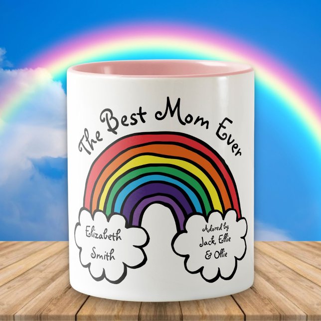 Caneca De Café Em Dois Tons A Melhor Mãe do Mundo Cute Rainbow (Criador carregado)