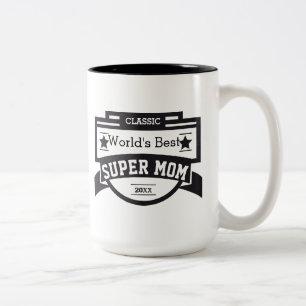 Caneca De Café Em Dois Tons A melhor super-mãe personaliza seu nome