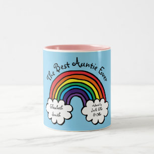 Caneca De Café Em Dois Tons A Melhor Tia de Todas Arco-íris Azul