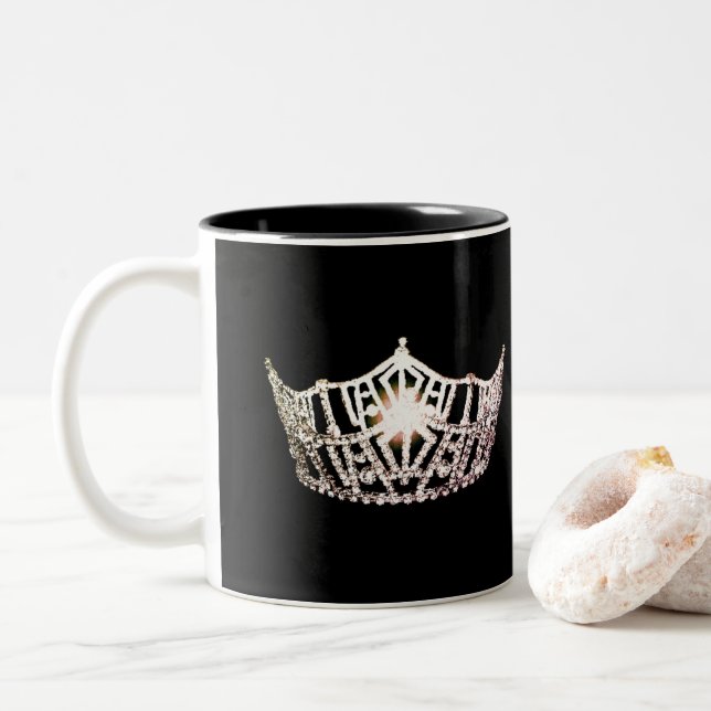 Caneca De Café Em Dois Tons A Miss América estilo Silver Crown Mug (Com Donut)