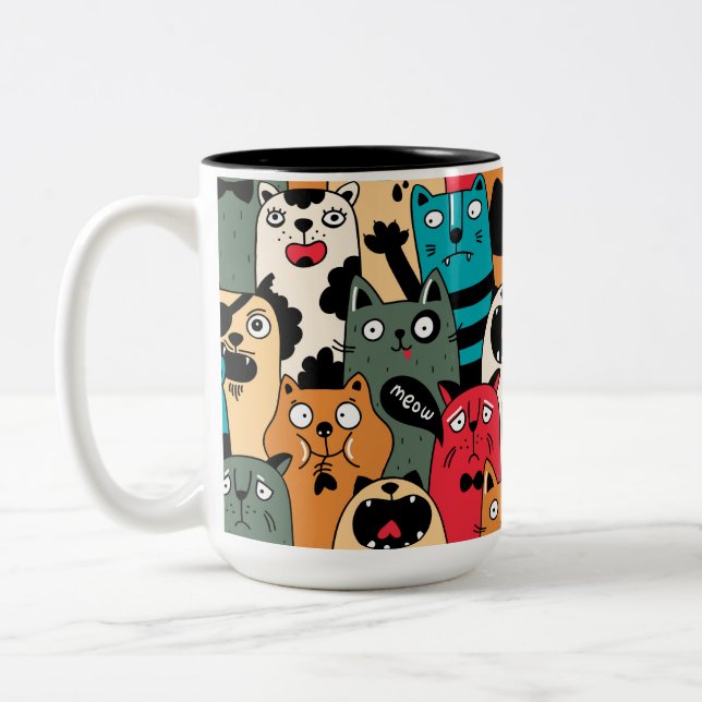 Caneca De Café Em Dois Tons A multidão de gatos (Esquerda)