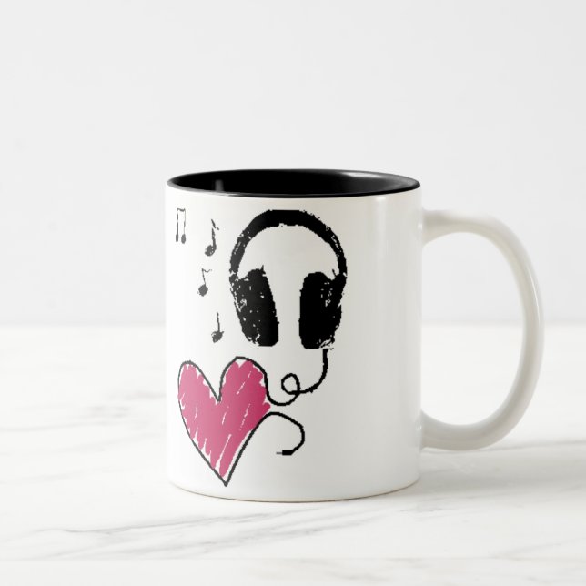 Caneca De Café Em Dois Tons A música é amor (Direita)