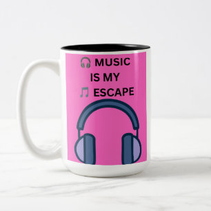 CANECA DE CAFÉ EM DOIS TONS 🎧 A MÚSICA É MEU 🎵 REFÚGIO