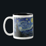 Caneca De Café Em Dois Tons A Noite Estrelada de Vincent van Gogh<br><div class="desc">A Noite Estrelada é um óleo na pintura de canvas do pintor holandês Poste-impressionista Vincent van Gogh. Pintado em junho de 1889, ele mostra a visão da janela voltada para leste de sua sala de asilo na Santo-Rémy-de-Provence, pouco antes do nascer do sol, com a adição de uma vila imaginária....</div>
