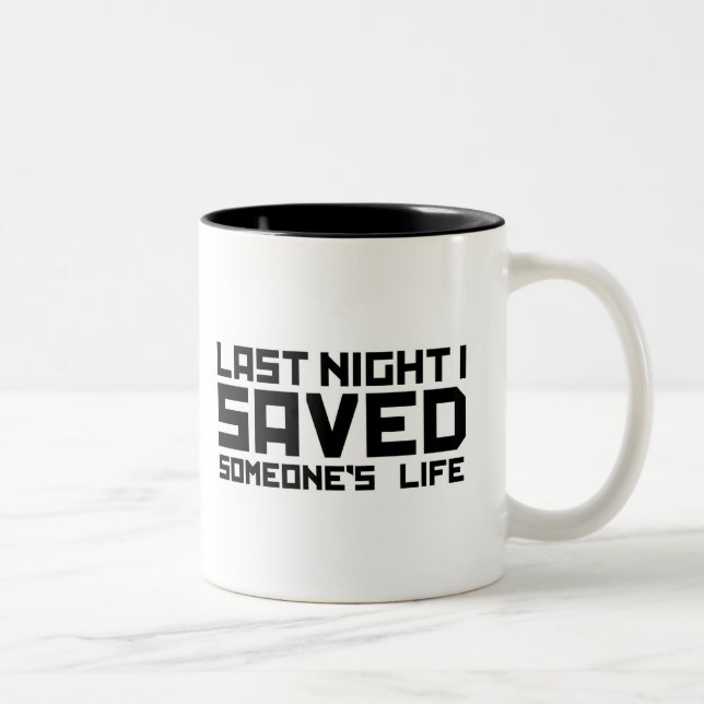 Caneca De Café Em Dois Tons A noite passada um DJ salvar minha vida (Direita)