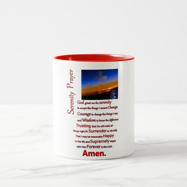 Caneca De Café Em Dois Tons A Oração da Serenidade No Espaço Vermelho (Centro)