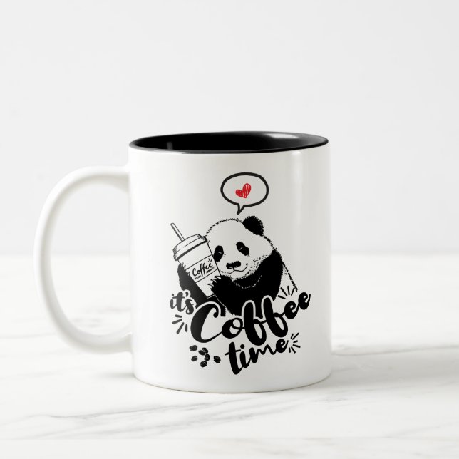 Caneca De Café Em Dois Tons A panda ama o café (Esquerda)