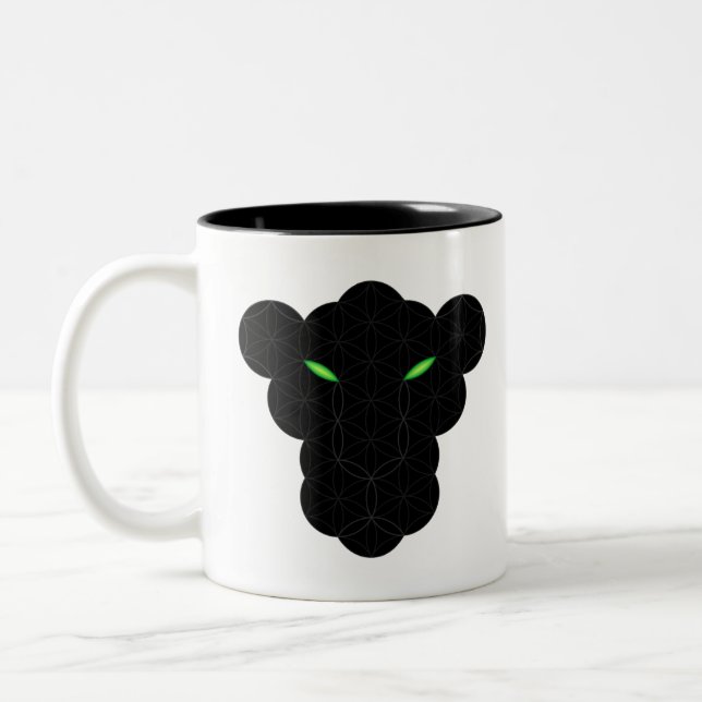 Caneca De Café Em Dois Tons A Pantera Negra Da Vida - Animais Sagrados 01. (Esquerda)
