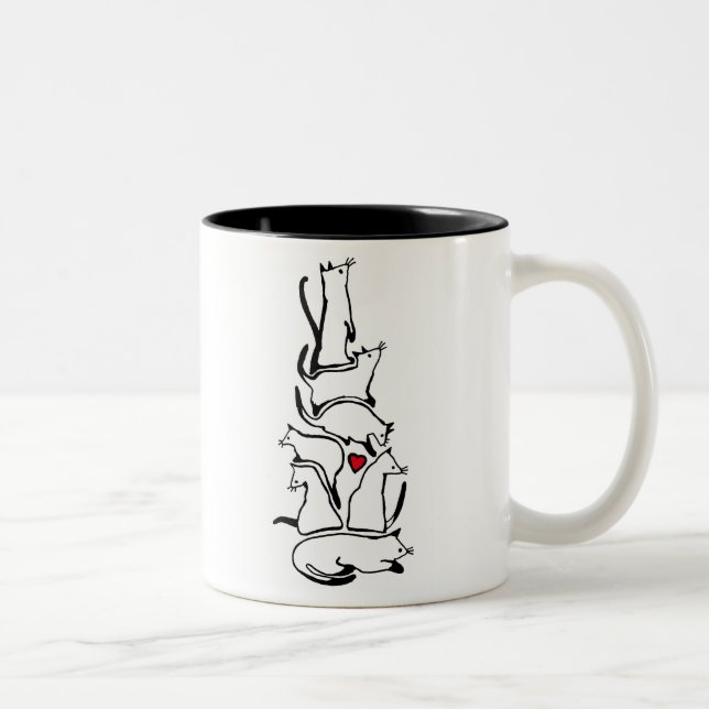 Caneca De Café Em Dois Tons A pilha do gatinho (Direita)