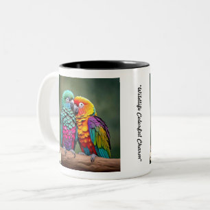 Caneca De Café Em Dois Tons "A Plumagem Vibrante do Papagaio"