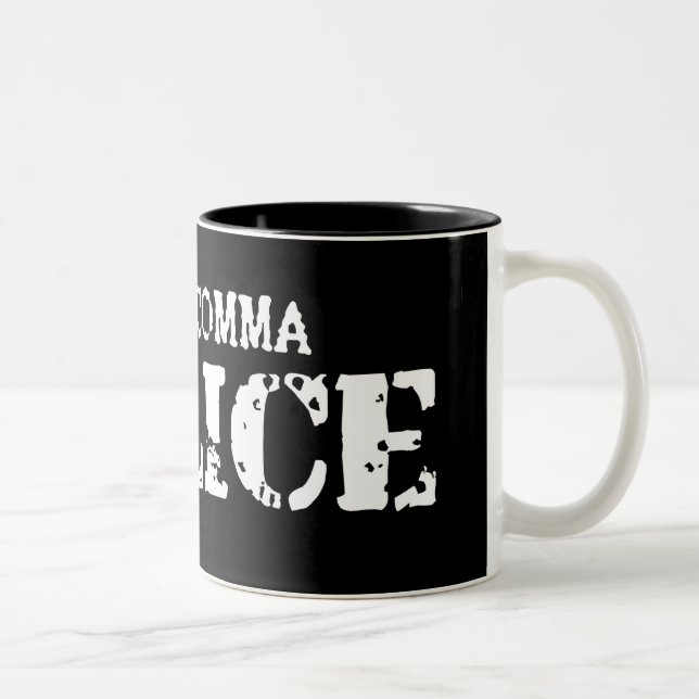 Caneca De Café Em Dois Tons A polícia da vírgula agride (Direita)