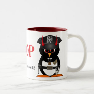 Caneca De Café Em Dois Tons A polícia má do pinguim PARA!