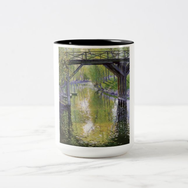 Caneca De Café Em Dois Tons A Ponte Antiga (por Guy Rose) (Centro)