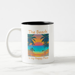 Caneca De Café Em Dois Tons A praia é o meu lugar feliz