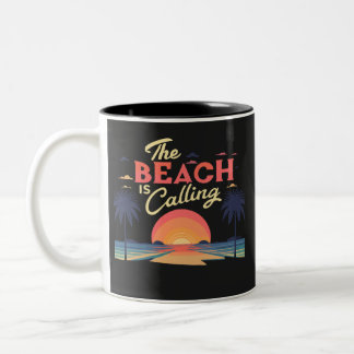 Caneca De Café Em Dois Tons a praia está ligando