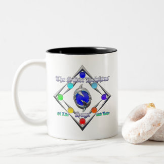 Caneca De Café Em Dois Tons A saga dos golfinhos prateados do logotipo da vida