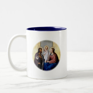 Caneca De Café Em Dois Tons A Sagrada Família com iniciais JMJ Iconografia Cat