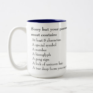Caneca De Café Em Dois Tons A senha deve conter: Impossível