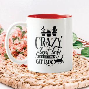 Caneca De Café Em Dois Tons A Senhora das Plantas Louca é a Nova Dama de Gato