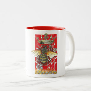 Caneca De Café Em Dois Tons A Taça Queen Bee Coffee, Aproveite seu buzz matina
