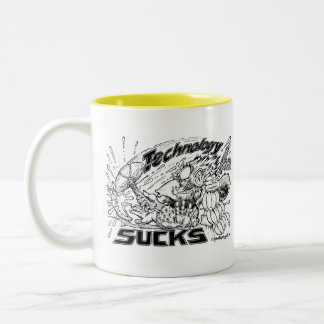 Caneca De Café Em Dois Tons a tecnologia suga o macaco