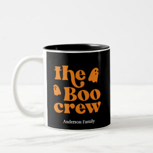 Caneca De Café Em Dois Tons A Tripulação do Boo Halloween Personalizada