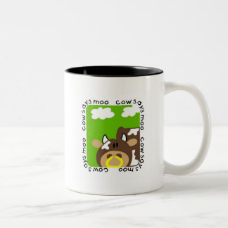 Caneca De Café Em Dois Tons A vaca diz o camiseta e os presentes do MOO