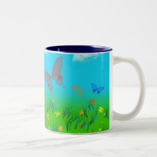 Caneca De Café Em Dois Tons A valsa das borboletas