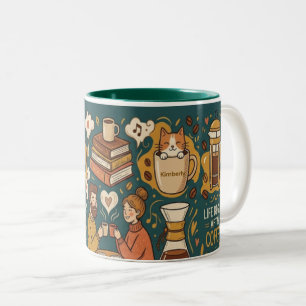 Caneca De Café Em Dois Tons A Vida Começa Depois do Café Nome Personalizado