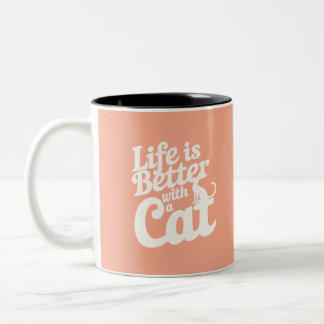 Caneca De Café Em Dois Tons A Vida É Boa Com Um Cat2