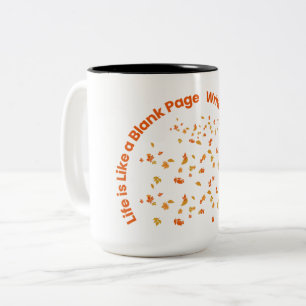 Caneca De Café Em Dois Tons A vida é como uma página de Vazio Citação inspir