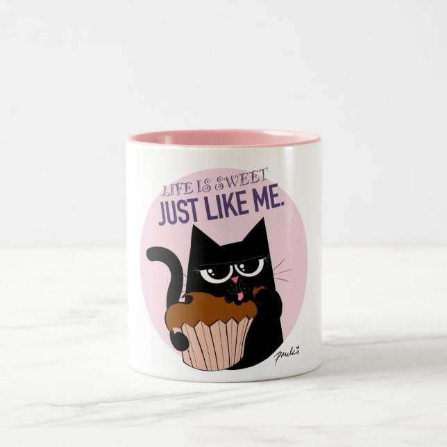 Caneca De Café Em Dois Tons A Vida É Doce — Mug (Centro)