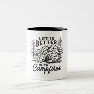 Caneca De Café Em Dois Tons A vida é melhor com a aventura de camarões ao ar l