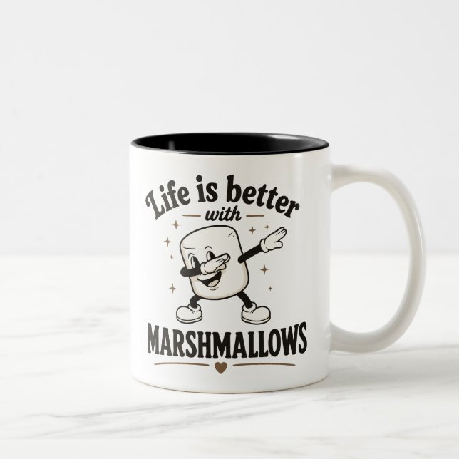 Caneca De Café Em Dois Tons A vida é melhor com marshmallows (Direita)