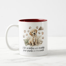 Caneca De Café Em Dois Tons A Vida é Melhor com Presentes de Cachorrinho com P