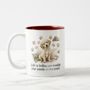 Caneca De Café Em Dois Tons A Vida é Melhor com Presentes de Cachorrinho com P