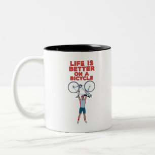 Caneca De Café Em Dois Tons A vida é melhor de bicicleta