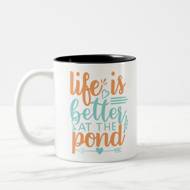 Caneca De Café Em Dois Tons a vida é melhor no lago (Esquerda)