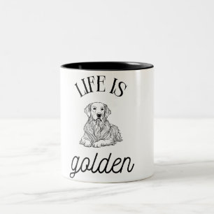 Caneca De Café Em Dois Tons A vida é Ouro Mínima - Mug de café branco preto