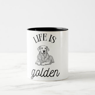 Caneca De Café Em Dois Tons A vida é Ouro Mínima - Mug de café branco preto
