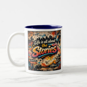 Caneca De Café Em Dois Tons "A vida é toda sobre as Histórias" 2 tons